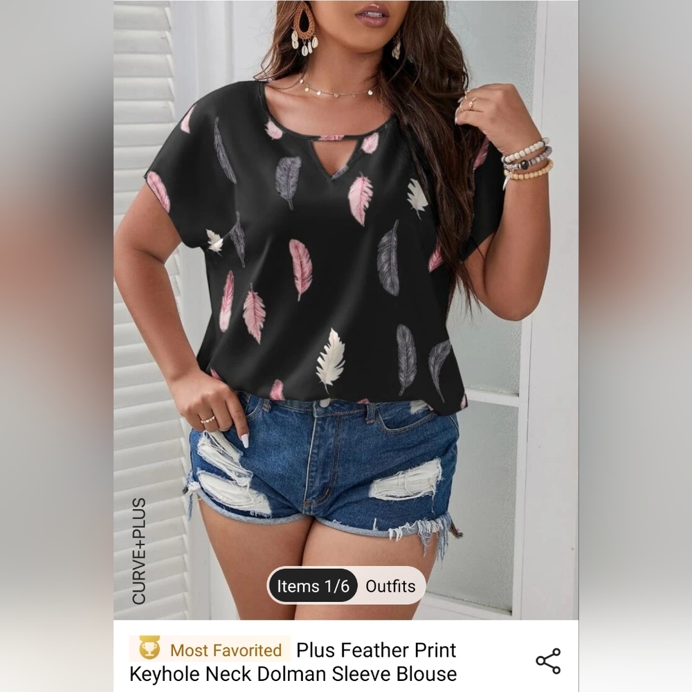 Feather print dolman sleeve shirt